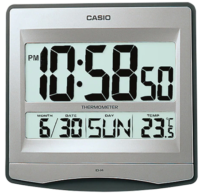 ساعة حائط رقمية من كاسيو ID-14S-8DF مع ميزان حرارة